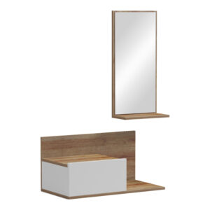 Έπιπλο εισόδου με καθρέπτη Miranda pakoworld σε λευκή-oak απόχρωση 60x30x89.5εκ