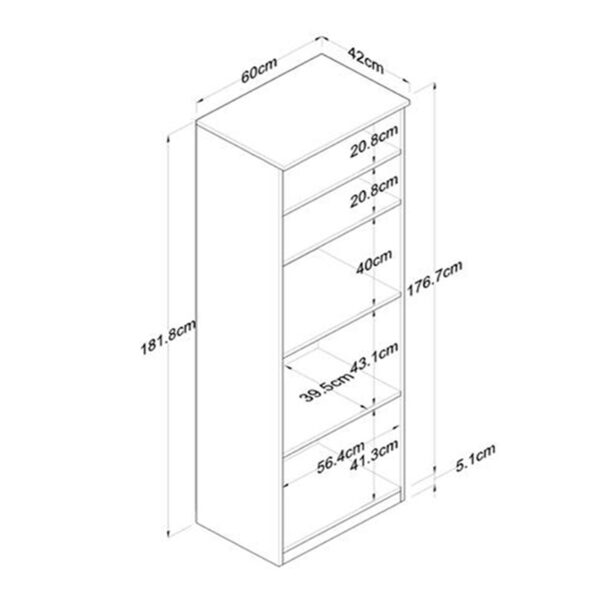 Στήλη Rowan pakoworld σε oak-ανθρακί απόχρωση 60x42x182εκ - Image 7