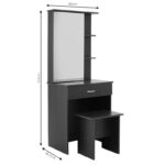 Τουαλέτα κρεβατοκάμαρας Zelia  pakoworld με καθρέπτη και σκαμπό χρώμα λευκό 60x40.5x151εκ - Image 6