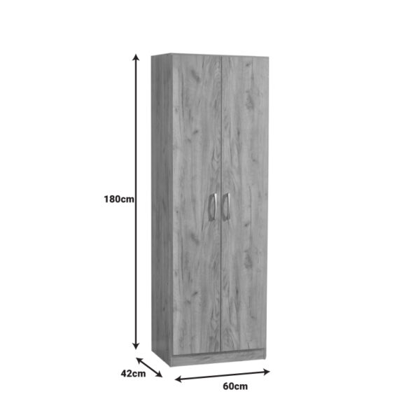 Ντουλάπα Jonar pakoworld δίφυλλη oak μελαμίνης 60x42x180εκ - Image 4