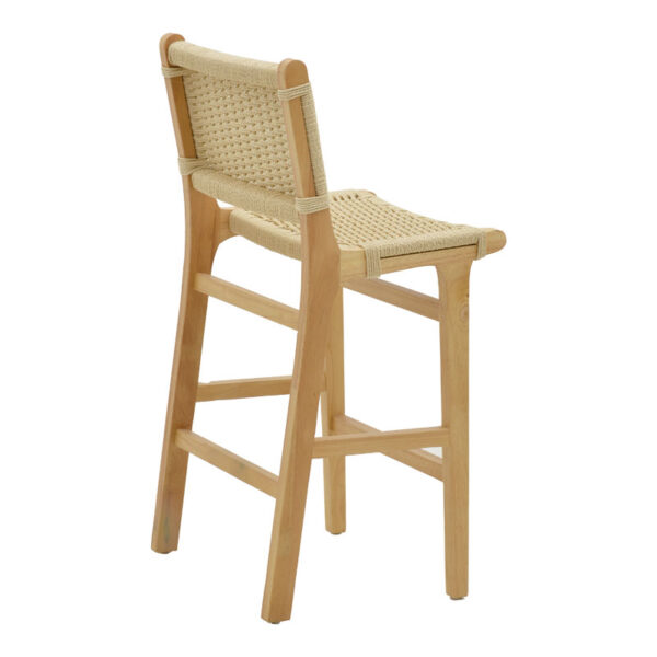 Σκαμπό μπαρ Julien pakoworld rubberwood φυσικό-έδρα φυσικό σχοινί 45x46x95εκ - Image 2