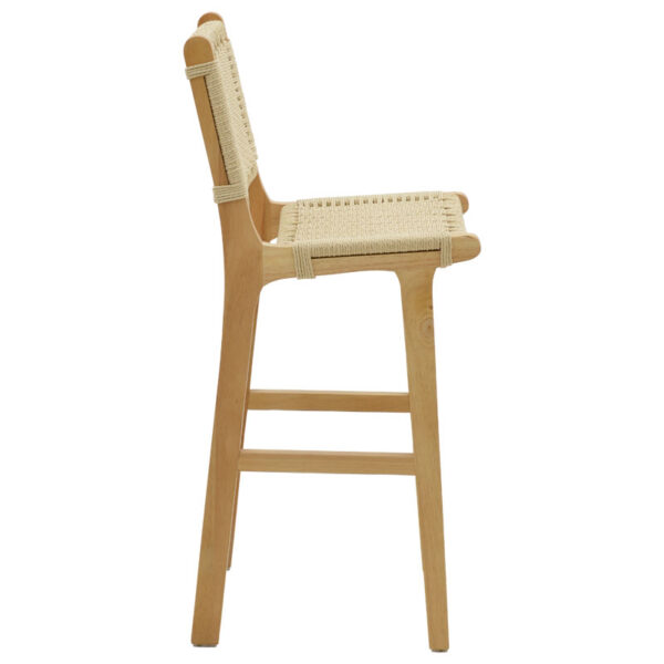 Σκαμπό μπαρ Julien pakoworld rubberwood φυσικό-έδρα φυσικό σχοινί 45x46x95εκ - Image 3