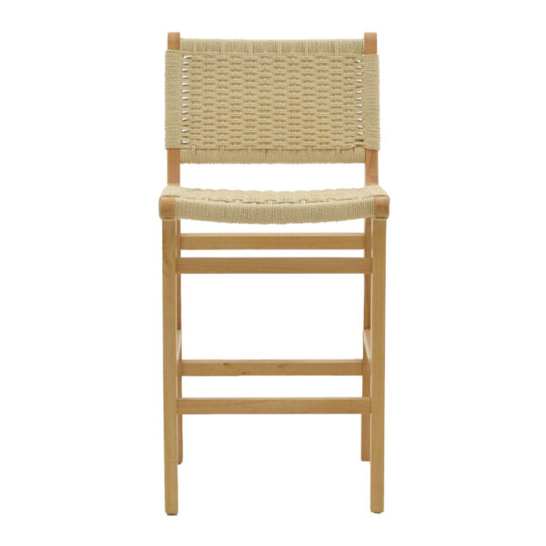 Σκαμπό μπαρ Julien pakoworld rubberwood φυσικό-έδρα φυσικό σχοινί 45x46x95εκ - Image 4