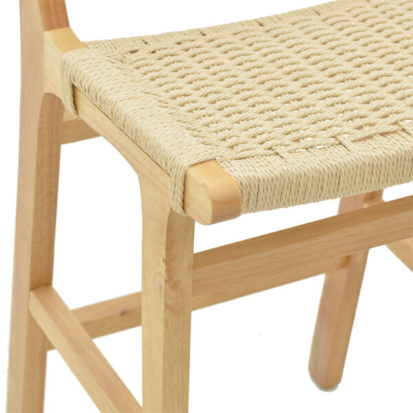 Σκαμπό μπαρ Julien pakoworld rubberwood φυσικό-έδρα φυσικό σχοινί 45x46x95εκ - Image 5