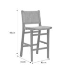 Σκαμπό μπαρ Julien pakoworld rubberwood φυσικό-έδρα φυσικό σχοινί 45x46x95εκ - Image 8