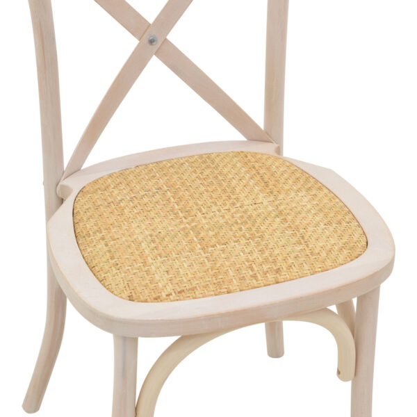 Καρέκλα Dylon pakoworld στοιβαζόμενη white wash ξύλο οξιάς-έδρα φυσικό rattan 48x52x89εκ - Image 7
