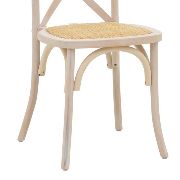 Καρέκλα Dylon pakoworld στοιβαζόμενη white wash ξύλο οξιάς-έδρα φυσικό rattan 48x52x89εκ - Image 8
