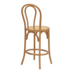 Σκαμπό μπαρ Thonet pakoworld φυσικό ξύλο οξιάς-έδρα φυσικό rattan 41x50x105εκ - Image 2