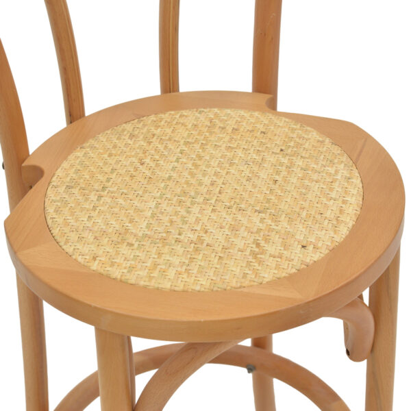 Σκαμπό μπαρ Thonet pakoworld φυσικό ξύλο οξιάς-έδρα φυσικό rattan 41x50x105εκ - Image 7