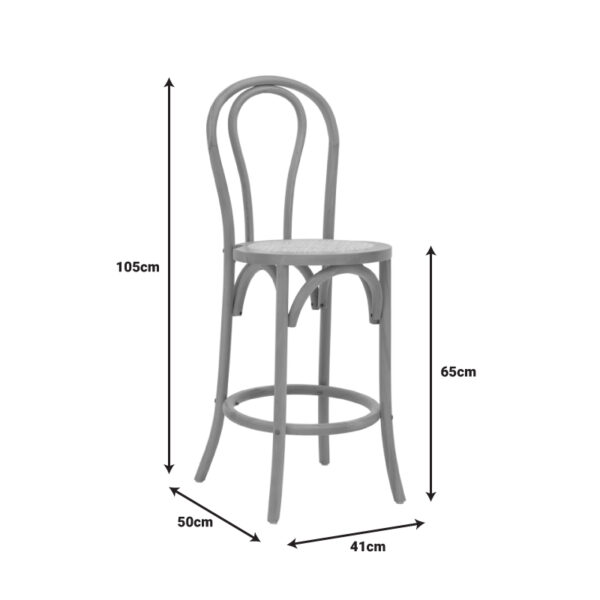 Σκαμπό μπαρ Thonet pakoworld φυσικό ξύλο οξιάς-έδρα φυσικό rattan 41x50x105εκ - Image 9