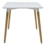 Τραπέζι Natali pakoworld MDF λευκό-πόδια φυσικό 80x80x76εκ - Image 2
