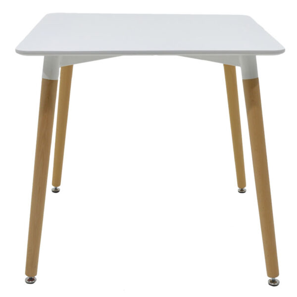 Τραπέζι Natali pakoworld MDF λευκό-πόδια φυσικό 80x80x76εκ - Image 2