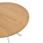 Τραπέζι Xuson pakoworld φυσικό mdf-πόδι λευκό μέταλλο Φ80x75εκ - Image 4