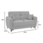 Καναπές-κρεβάτι με αποθηκευτικό χώρο διθέσιος Lincoln pakoworld ανθρακί ύφασμα 165x75x85εκ - Image 8