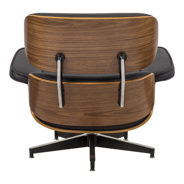 Πολυθρόνα-υποπόδιο relax Jenna pakoworld μαύρο pu- plywood καρυδί-βάση χρωμίου 82x92x82εκ - Image 4