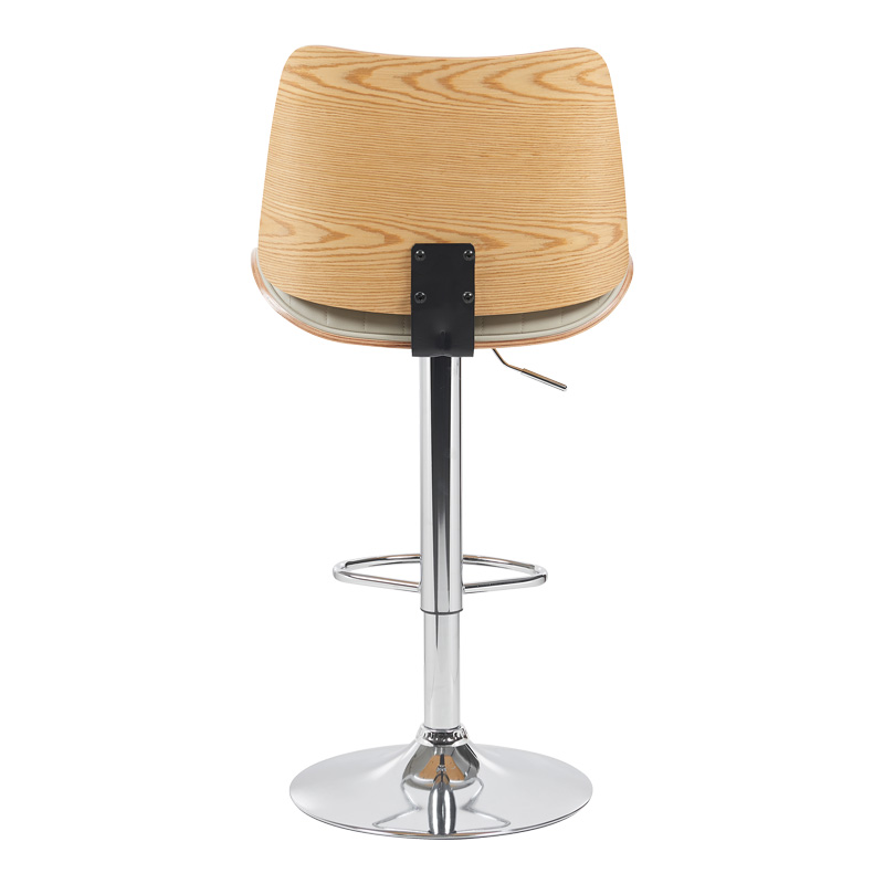 332-000021-4 Σκαμπό μπαρ Amani pakoworld περιστρεφόμενο μπεζ pu-βάση χρωμίου 50.5x54x87.5-107.5εκ - Image 5