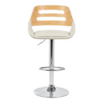 Σκαμπό μπαρ Fern pakoworld πτυσσόμενο-περιστρεφόμενο μπεζ pu- ξύλο γκρι- μέταλλο χρωμίου 50x48.5x89-110.5εκ - Image 4