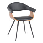 Πολυθρόνα Austen pakoworld PU μαύρο-ξύλο καρυδί-μέταλλο μαύρο 58x55x77εκ