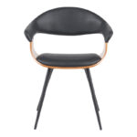 Πολυθρόνα Austen pakoworld PU μαύρο-ξύλο καρυδί-μέταλλο μαύρο 58x55x77εκ - Image 4