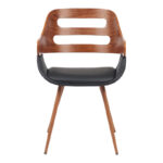 Πολυθρόνα Fern pakoworld PU μαύρο-ξύλο καρυδί απόχρωση 52x59x80εκ - Image 4