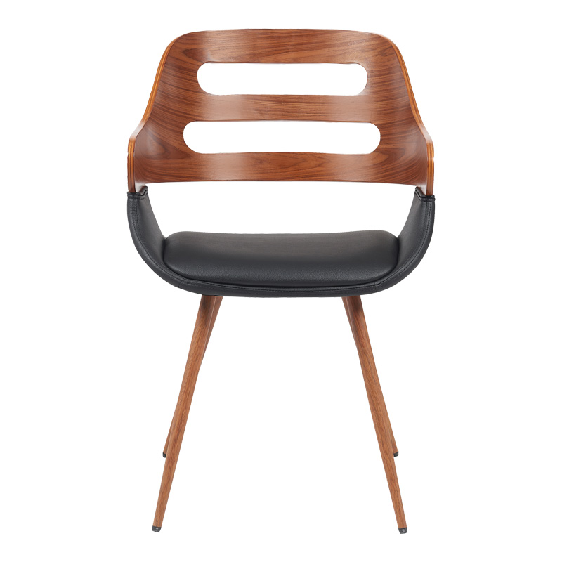 332-000025-3 Πολυθρόνα Fern pakoworld PU μαύρο-ξύλο καρυδί απόχρωση 52x59x80εκ - Image 4