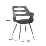 Πολυθρόνα Fern pakoworld PU μαύρο-ξύλο καρυδί απόχρωση 52x59x80εκ - Image 6