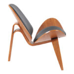 Πολυθρόνα Vilma pakoworld PU μαύρο- plywood καρυδί 90x76.5x74.5εκ - Image 3