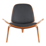 Πολυθρόνα Vilma pakoworld PU μαύρο- plywood καρυδί 90x76.5x74.5εκ - Image 4