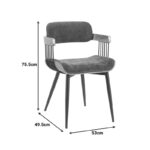 Πολυθρόνα Cameo pakoworld μέταλλο μαύρο-καρυδί ξύλο-ανθρακί ύφασμα 53x49.5x75.5εκ - Image 6