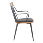 Πολυθρόνα Posse pakoworld μέταλλο μαύρο-καρυδί ξύλο-μαύρο pu 52x59x83εκ - Image 3