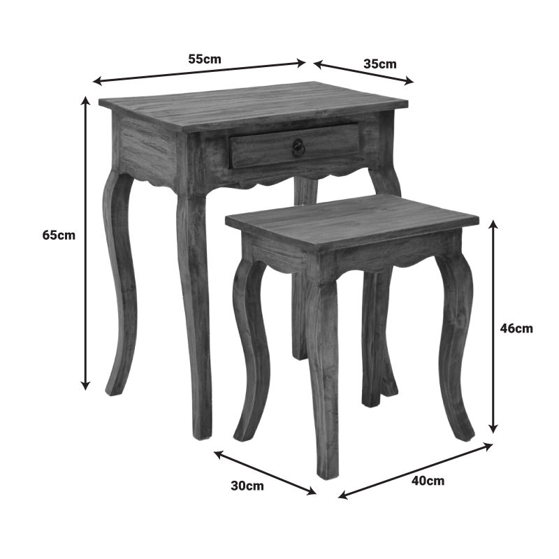335-000018-5 Βοηθητικό τραπεζάκι Nesto pakoworld σετ 2 τεμ φυσικό αντικέ μαόνι ξύλο - Image 6