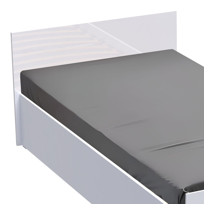 361-000020-1 Κρεβάτι μονό Afina pakoworld σε λευκή glossy απόχρωση 90x200εκ - Image 2