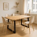 Τραπέζι Miles Slim pakoworld μασίφ ξύλο ακακίας σε φυσική απόχρωση με μαύρα μεταλλικά πόδια 140x80x76εκ - Image 2