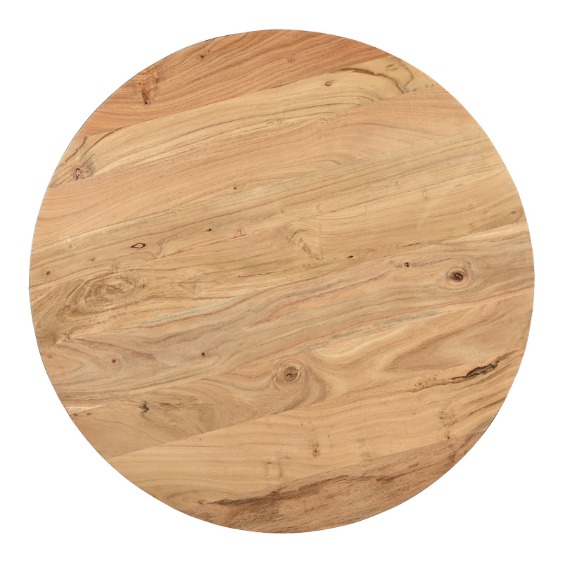 372-000015-4 Τραπέζι σαλονιού Coffelty Inart μασίφ ξύλο ακακίας - λευκό μέταλλο Φ90x40εκ - Image 5