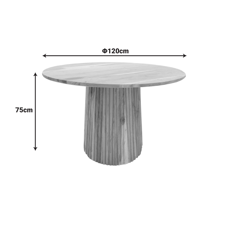 379-000018-3 Τραπέζι Tully pakoworld μασίφ ξύλο ακακίας σε φυσική απόχρωση Φ120x75εκ - Image 4