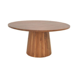 Τραπέζι σαλονιού Canicule ΙI pakoworld μασίφ ξύλο ακακίας σε καρυδί απόχρωση Φ80x40εκ