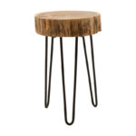 Βοηθητικό τραπέζι Tripp Ι pakoworld μασίφ ξύλο ακακίας σε φυσική απόχρωση-μαύρα μεταλλικά πόδια Φ32x47εκ - Image 3