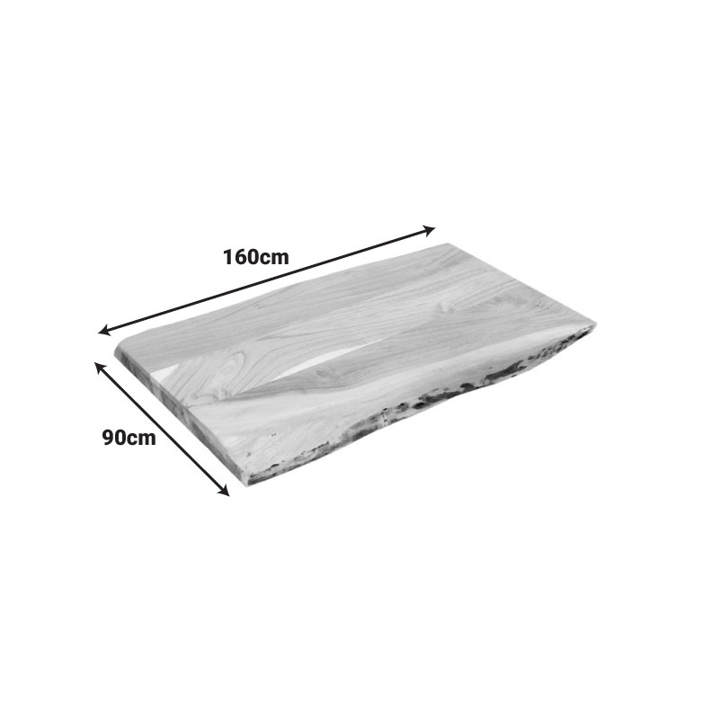 379-000024-1 Επιφάνεια τραπεζιού Pozier pakoworld μασίφ ξύλο ακακίας σε φυσική απόχρωση 160x90x4εκ - Image 2