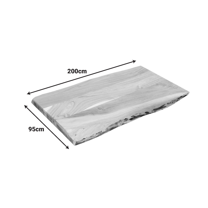 379-000025-1 Επιφάνεια τραπεζιού Pozier pakoworld μασίφ ξύλο ακακίας σε φυσική απόχρωση 200x95x4εκ - Image 2