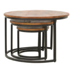 Τραπέζι σαλονιού Frina pakoworld σετ 3τεμ mango ξύλο σε καρυδί απόχρωση με πόδι μαύρο μέταλλο - Image 2