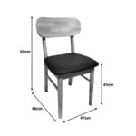 Καρέκλα Bedona pakoworld rubberwood σε φυσική απόχρωση με μαύρο pu μαξιλάρι 47x46x80εκ - Image 2