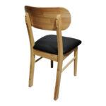 Καρέκλα Bedona pakoworld rubberwood σε φυσική απόχρωση με μαύρο pu μαξιλάρι 47x46x80εκ - Image 3