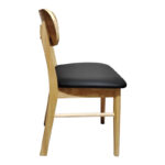 Καρέκλα Bedona pakoworld rubberwood σε φυσική απόχρωση με μαύρο pu μαξιλάρι 47x46x80εκ - Image 4