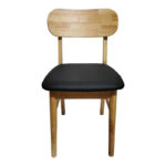 Καρέκλα Bedona pakoworld rubberwood σε φυσική απόχρωση με μαύρο pu μαξιλάρι 47x46x80εκ - Image 5