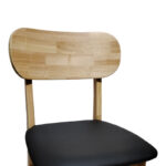 Καρέκλα Bedona pakoworld rubberwood σε φυσική απόχρωση με μαύρο pu μαξιλάρι 47x46x80εκ - Image 6