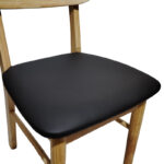 Καρέκλα Bedona pakoworld rubberwood σε φυσική απόχρωση με μαύρο pu μαξιλάρι 47x46x80εκ - Image 7