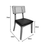 Καρέκλα Renna pakoworld ξύλο οξιάς σε φυσική απόχρωση με μαύρο pu μαξιλάρι 48x52x79εκ - Image 2