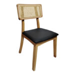 Καρέκλα Renna pakoworld ξύλο οξιάς σε φυσική απόχρωση με μαύρο pu μαξιλάρι 48x52x79εκ