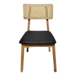 Καρέκλα Renna pakoworld ξύλο οξιάς σε φυσική απόχρωση με μαύρο pu μαξιλάρι 48x52x79εκ - Image 5