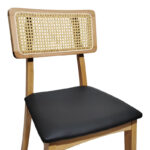 Καρέκλα Renna pakoworld ξύλο οξιάς σε φυσική απόχρωση με μαύρο pu μαξιλάρι 48x52x79εκ - Image 6